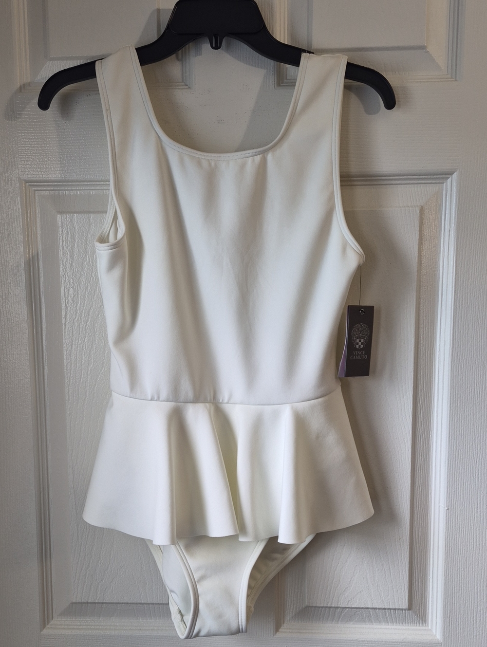 Womens White Peplum One-Piece Bodysuit